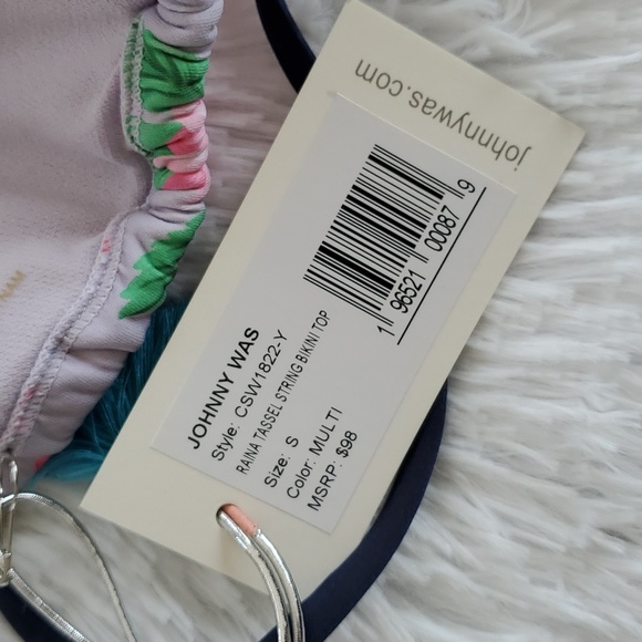 Johnny Was Raina Tassel String Bikini Triangle Top - Picture 6 of 10